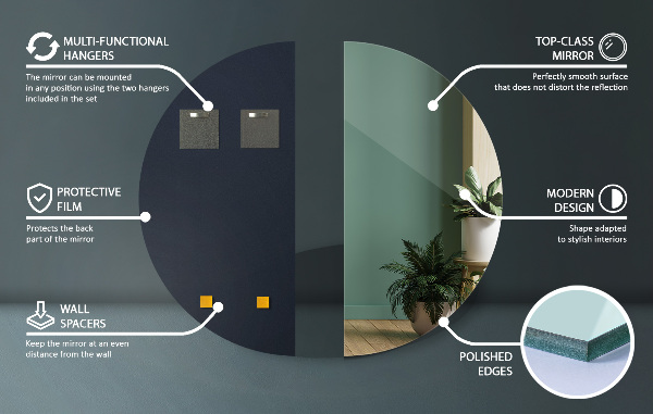 Halve maan spiegel 35x70 cm