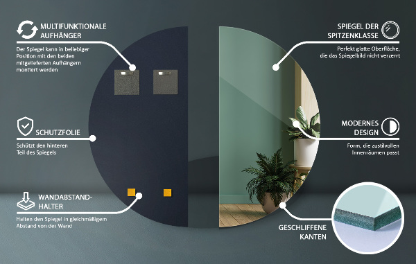 Halfronde spiegel 40x80 cm