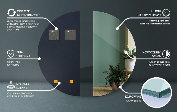 Spiegel halve cirkel 50x100 cm