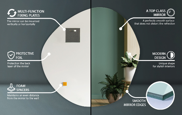 Asymmetrische spiegel 58x58 cm