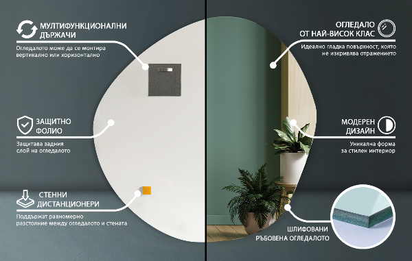 Spiegel organische vorm 87x86 cm