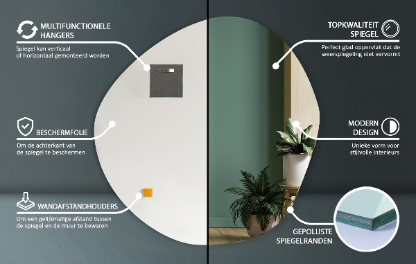 Onregelmatige spiegel 97x96 cm