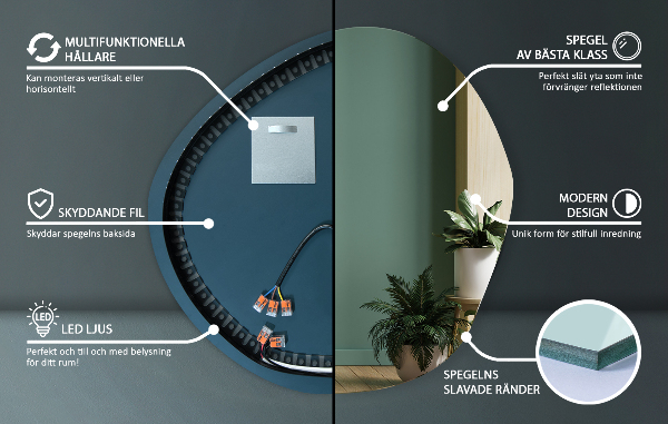 Onregelmatige spiegel met led 77x77 cm