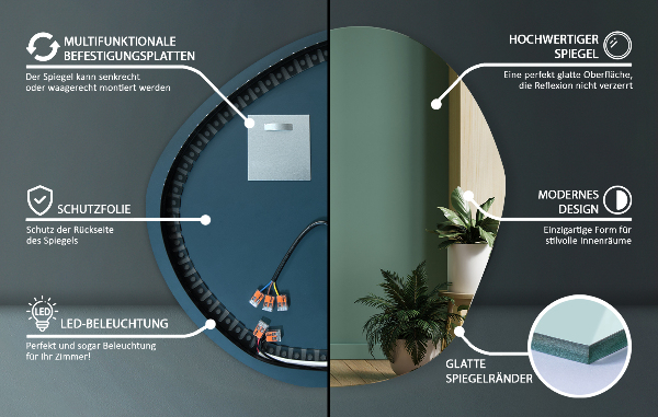 LED spiegel organische vorm 87x86 cm