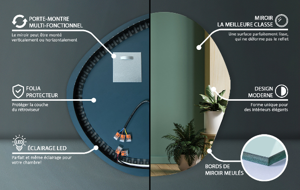 Organisch gevormde LED spiegel 97x96 cm
