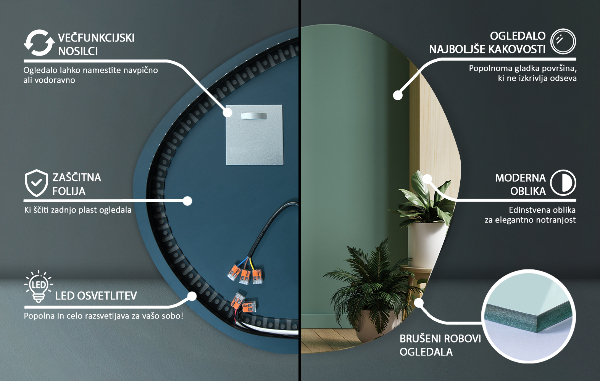 Organisch gevormde LED spiegel 97x96 cm