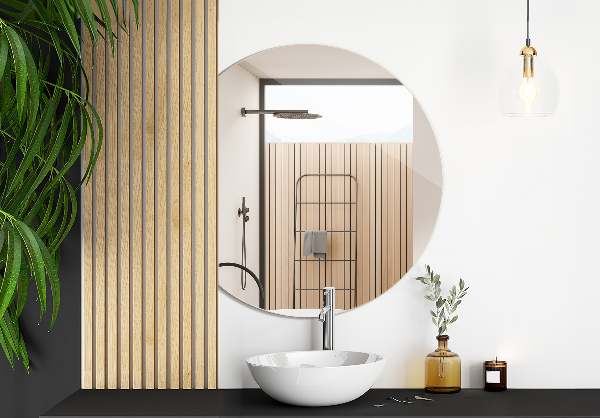 Ronde spiegel afgesneden 63x70 cm