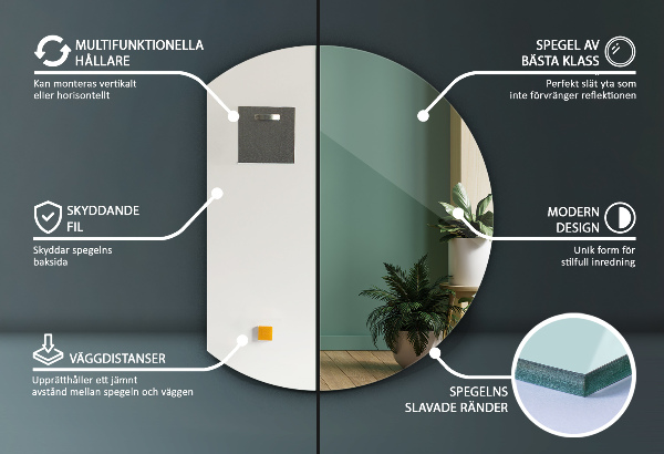 Spiegel rond afgesneden 70x80 cm