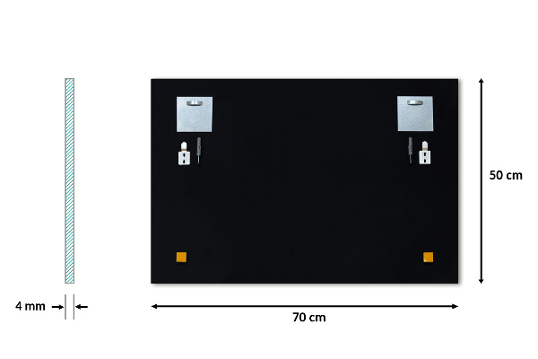 Rechthoekige decoratieve spiegel zonder lijst 70x50 cm