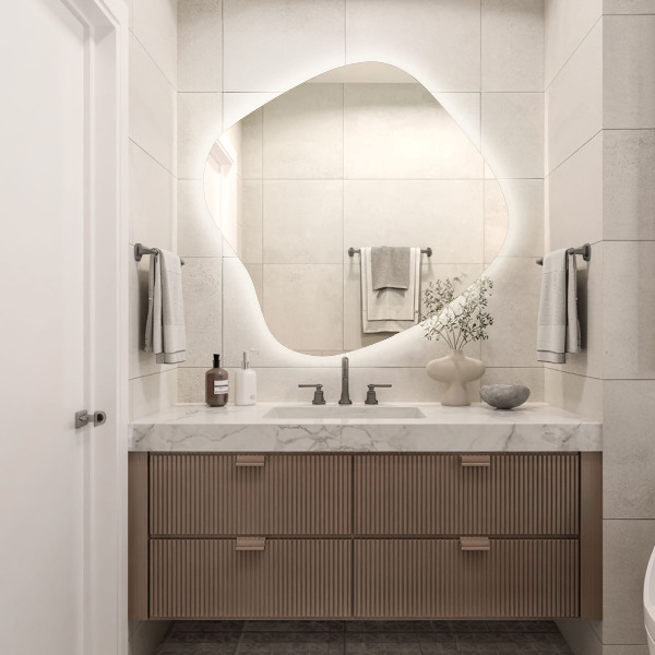 Onregelmatige spiegel met led 48x48 cm