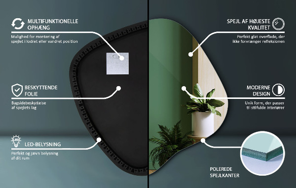 Onregelmatige spiegel met led 48x48 cm