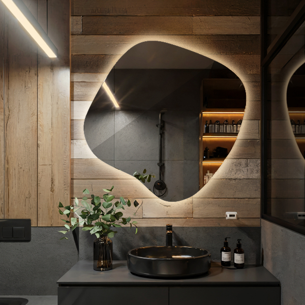 Onregelmatige spiegel met led 48x48 cm