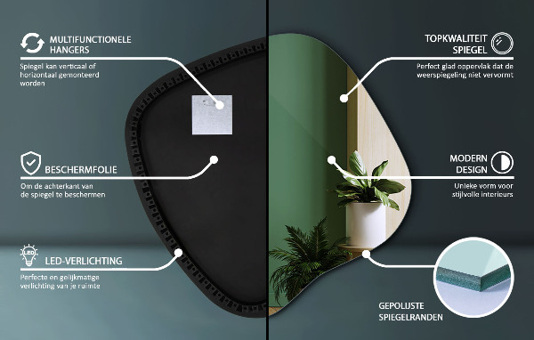 Onregelmatige spiegel met led 59x58 cm