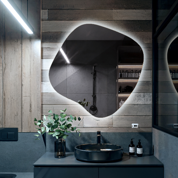 Onregelmatige spiegel met led 68x67 cm