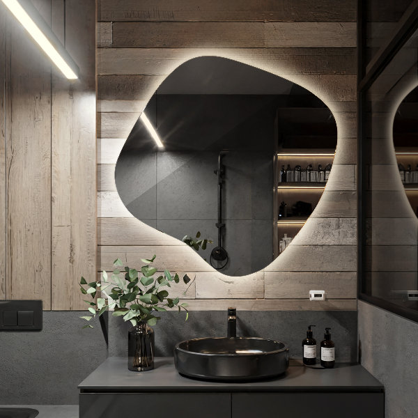 Onregelmatige spiegel met led 68x67 cm