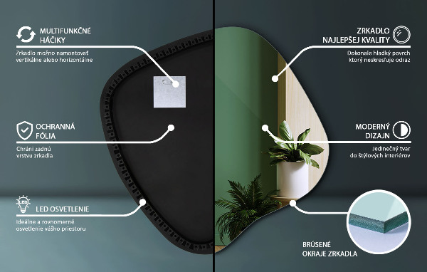 Onregelmatige spiegel met led 77x77 cm