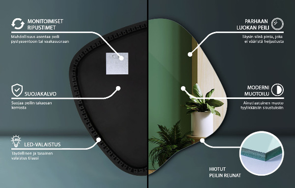 Onregelmatige spiegel met led 77x77 cm