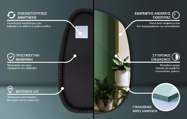 Asymmetrische spiegel led 49x34 cm