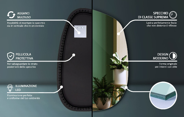 Spiegel organisch met licht 55x38 cm