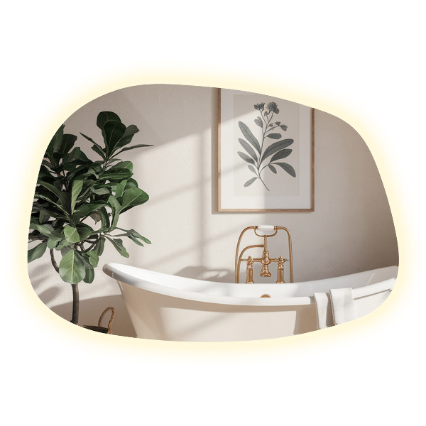 Spiegel organisch met licht 55x38 cm