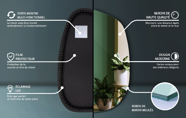 Onregelmatige spiegel met led 68x47 cm