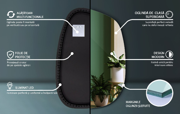 Organisch gevormde led spiegel 91x66 cm