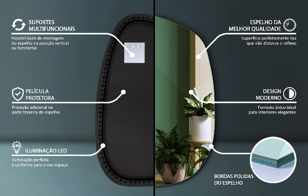 Organisch gevormde led spiegel 91x66 cm