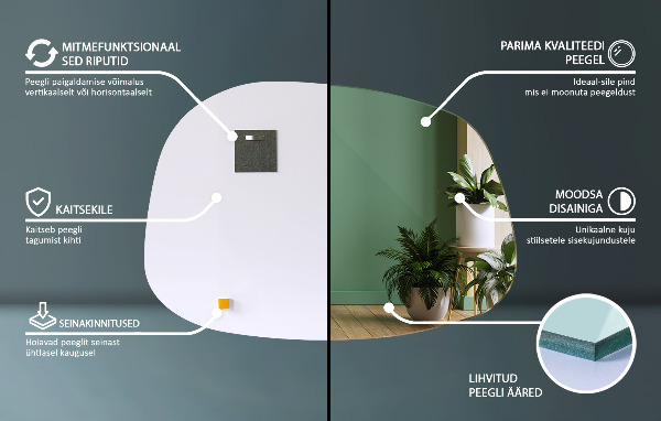 Asymmetrische spiegel vlek 49x34 cm