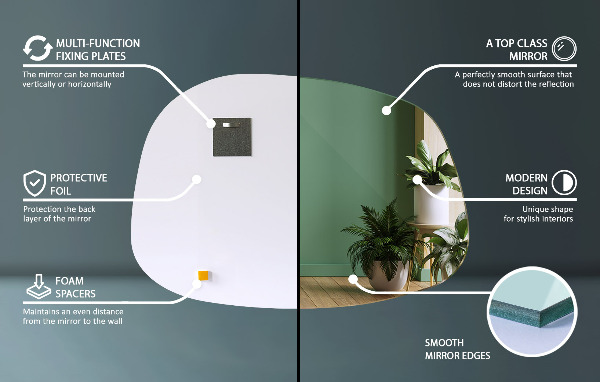 Asymmetrische spiegel vlek 55x38 cm