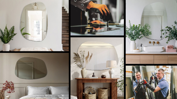 Asymmetrische spiegel vlek 79x57 cm