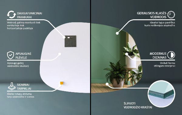 Asymmetrische spiegel vlek 91x66 cm