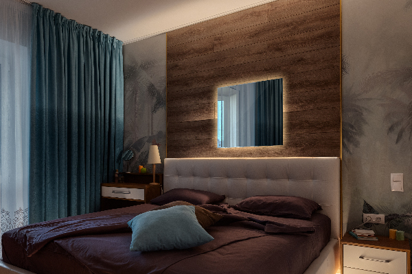 Decoratieve rechthoekige spiegel met LED-achtergrondverlichting 50x50 cm