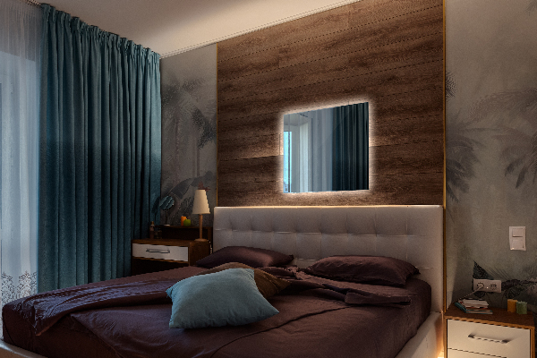 Rechthoekige badkamerspiegel met LED-achtergrondverlichting 50x50 cm