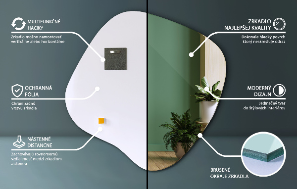 Spiegel asymmetrische spetter origineel 48x48 cm