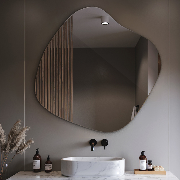 Spiegel asymmetrische spetter origineel 58x59 cm