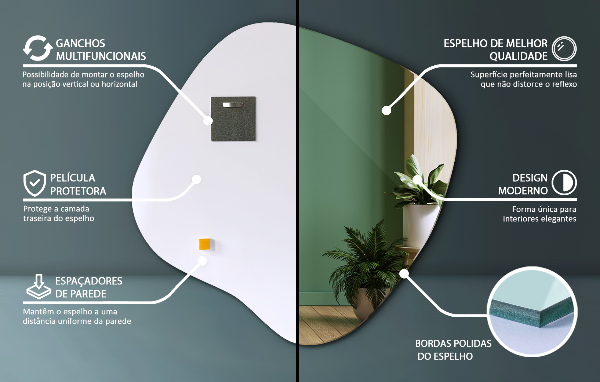 Spiegel asymmetrische spetter origineel 58x59 cm