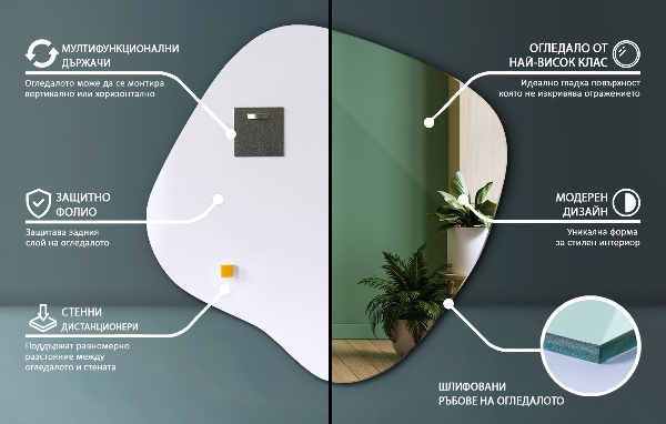 Spiegel asymmetrische spetter origineel 68x67 cm