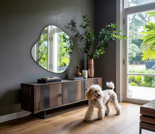 Spiegel asymmetrische spetter origineel 68x67 cm