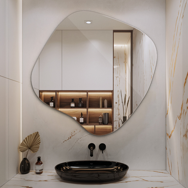 Spiegel asymmetrische spetter origineel 77x77 cm