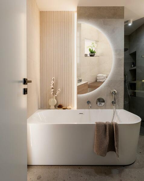 Halfronde spiegel met verlichting 35x70 cm