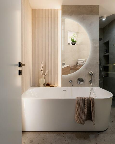 Halfronde spiegel met verlichting 35x70 cm