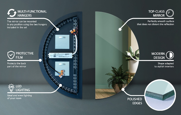 Halfronde spiegel met verlichting 50x100 cm