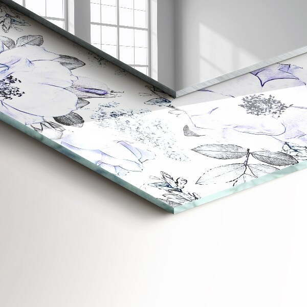 Spiegel lijst met print Bloemen en bladeren