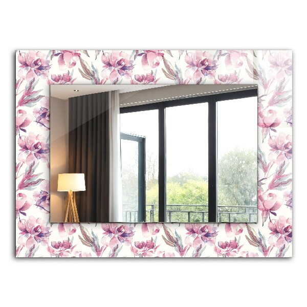 Spiegel met decoratie Paarse bloemmotieven