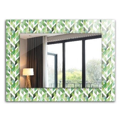 Spiegel met print Groen geometrisch patroon