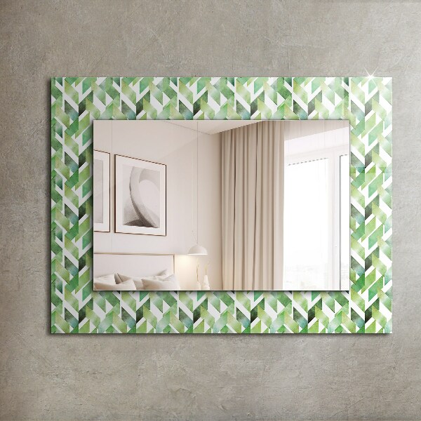 Spiegel met print Groen geometrisch patroon
