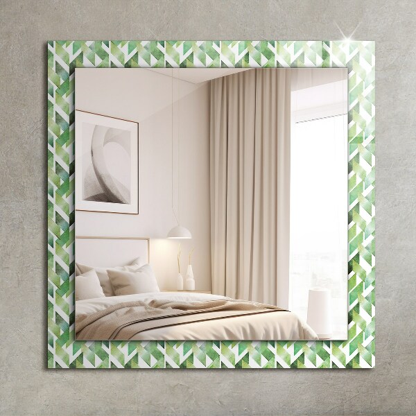 Spiegel met print Groen geometrisch patroon