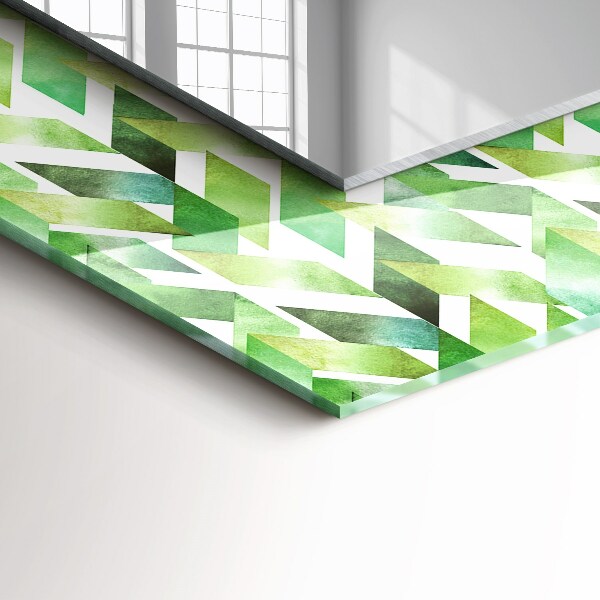 Spiegel met print Groen geometrisch patroon