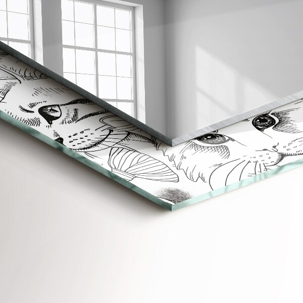 Wandspiegel decoratieve print Katten met vlinders