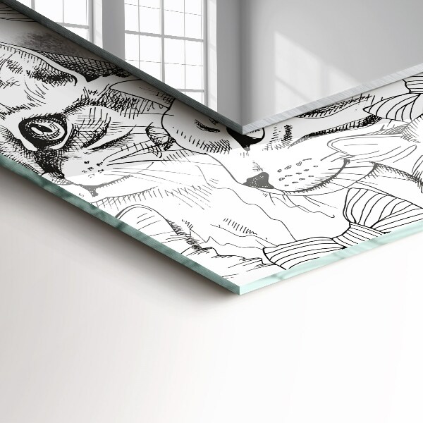 Wandspiegel decoratieve print Katten met vlinders